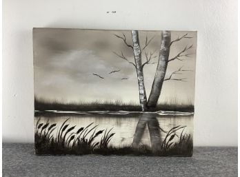 Trees In The Pond Painting On Canvas