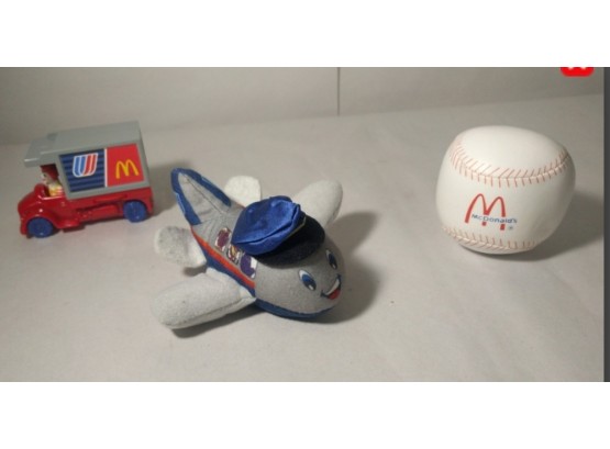 McDonalds Meal Toy  United Plane And Truck C. 1995, And MLB Plush Baseball C. 1989