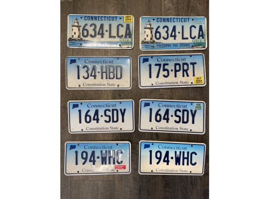 Lot Of Eight Connecticut License Plates