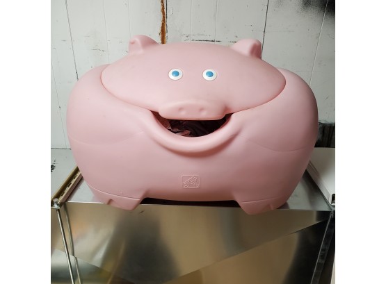 Large Pink Piggy Childrens Toy Chest With A Lift Lid.