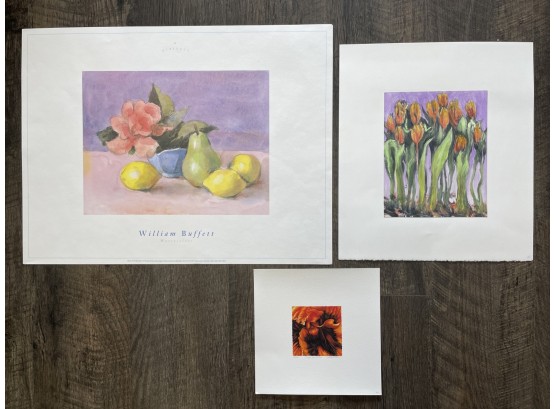 2 Original Flower Giclees- Signed & # Pansy By Tacolacci & Rayburn Fruit & Flowers Printed Poster- By Buffet