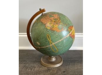 Circa 1950 - Vintage 10 1/2 Inch Crams Universal Terrestrial Globe No. 105  With Wooden Hardware