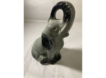 Grey And Black Colored Ceramic Elephant Figurine