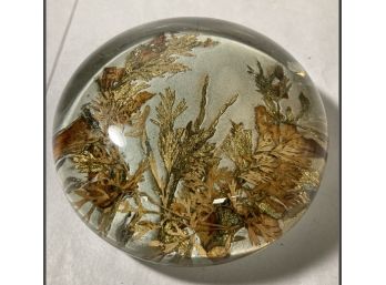 Domed Glass Autumn Floral Designed Paperweight
