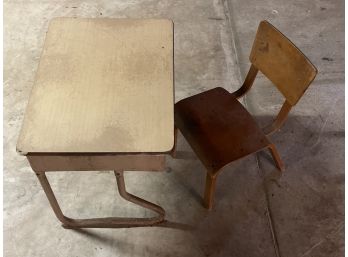Vintage Childrens School Desk And Chair Circa 1950s - 1960s