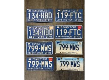 Lot Of Eight Vintage Connecticut License Plates