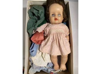 Antique Baby Doll Toy Made Of Rubbery Plastic, Marked 13 M On Back Of Head, And 14 On Top Back Body
