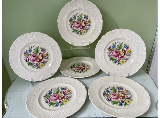 Six Fondeville Floral Center Ambassador Ware Plates
