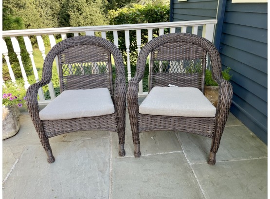 Pair Of Well Made Outdoor Woven Arm Chairs