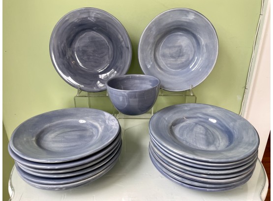 Pottery Barn Denim Colored Low Bowl Collection