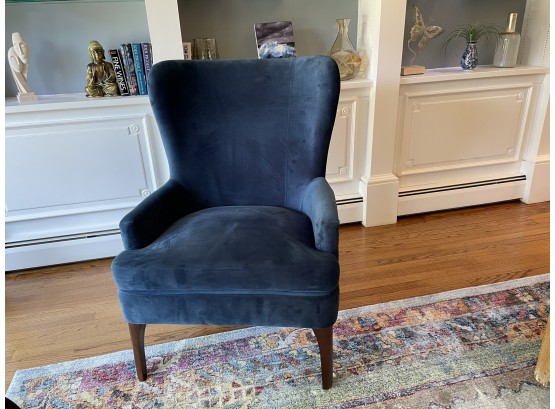 Sapphire Blue Wing Back Chair With Nail Head Trim