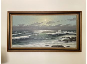 Framed Seascape Oil Painting On Canvas, Signed