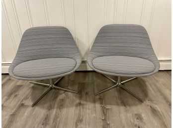 Pair Of Bernhardt Design Upholstered Chiara Lounge Chairs By Parisian Designer Noe Duchaufour-lawrance