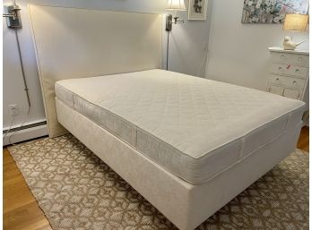 Queen Sized Cream Colored Upholstered Headboard With Optional Mattress & Box Spring