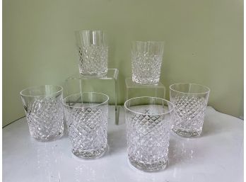 Six Waterford Crystal Double Old Fashioned Glasses