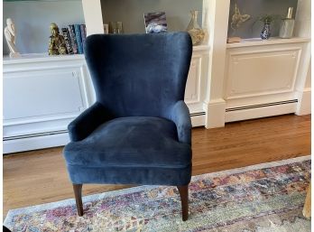 Sapphire Blue Wing Back Chair With Nail Head Trim