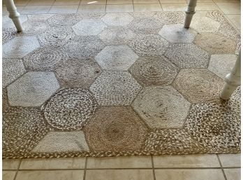 Hexagon Tile Stylized Neutral Tone 5' X 8' Jute Carpet