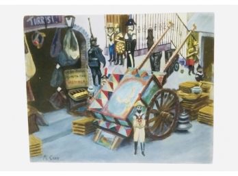 Colorful Mid-Century Oil On Canvas Italian Market Scene Signed, McCann