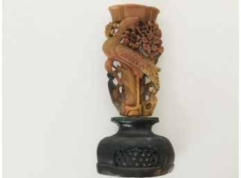 Vintage Asian Carved Soapstone Candle Stick