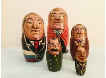 Vintage Nesting Russian Political Figure Doll Set