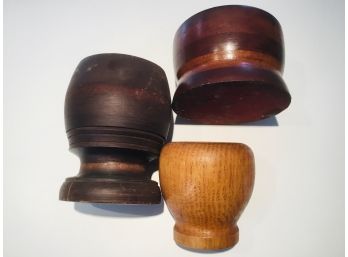 Group Of Three Vintage And Antique Wooden Mortars
