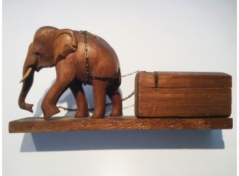Vintage Carved Wood Elephant Box