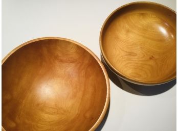 Two Large Vintage Maple Bowls