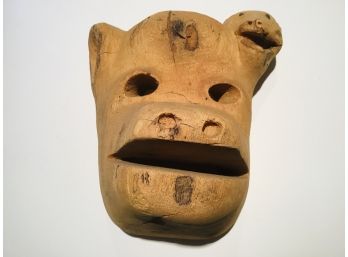 Carved Wood Animal Mask From An Artist's Studio