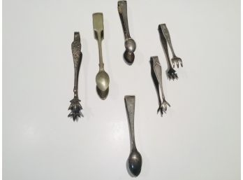 Group Of 6 Antique/ Vintage Sugar Tongs