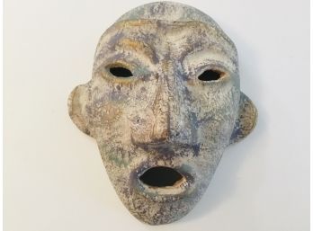 Vintage Primitive Style Painted Clay Mask