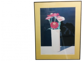 Signed Steven Miller Floral Lithograph, 1981