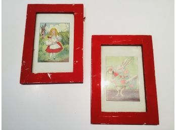 Two Vintage Framed Alice In Wonderland Book Plates