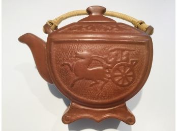 Vintage Asian Clay Chariot Tea Pot