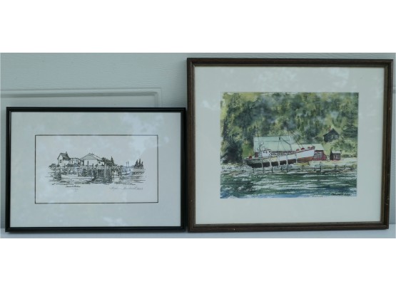 2 Signed And Numbered Steven Hustavedt Nautical Themed Prints - Framed