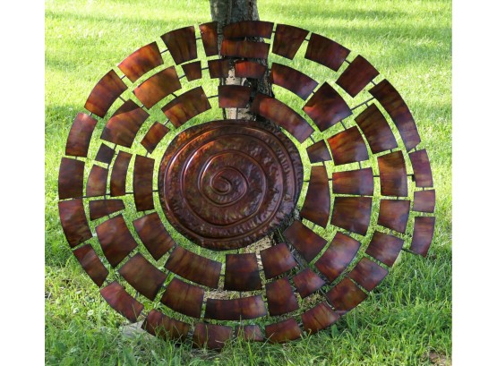 45' Diameter Metal Wall Art - Labyrinth With Copper Like Plates New Condition