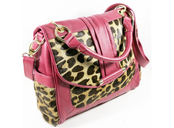 RED LEATHER & CHEETAH PRINT HANDBAG BY HYPE - Carry Handle And Strap, Beautiful Designer Bag