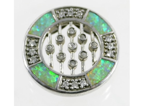 Fire Opal Brooch - Pendant 1' On Sterling (925) Silver