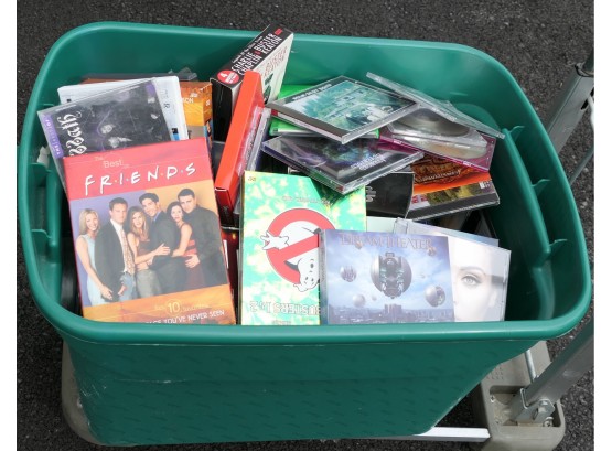 Massive Lot Of CD's And DVD's - In Large Bin -- Great For Resale, Dealers, Or Collectors