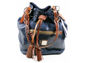 Dooney & Bourke Small Logan Drawstring Bag - Blue Leather - New With Tags