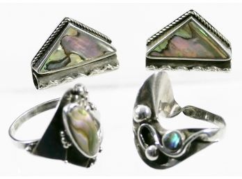 Abalone Ring (size 7) And Earring Set - On Silver