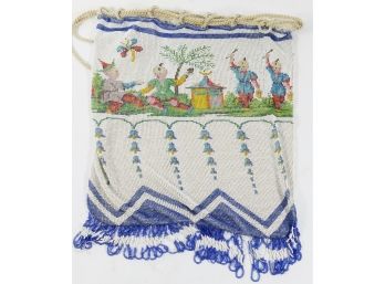 Lovely Beaded Bag With Pull String Top - Unusual With Attractive Design