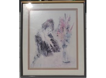 Pen And Ink By Jahall - Woman (fantasy/impressionistic) - Matted, Framed, Under Glass