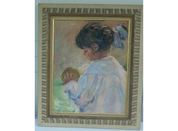 Beautifully Framed Original Oil Painting Of A Young Girl -Impressionist Style