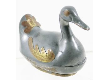 Small Metal SWAN Box With Brass Decorations - Oriental