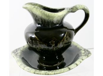 Hull - Made In USA Pottery - Small Pitcher With Saucer In Mint Condition