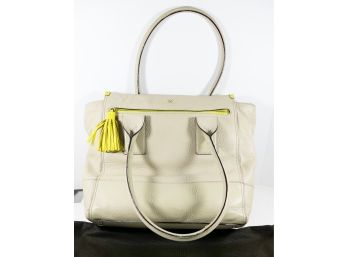 Kate Spade Two Handle Handbag Beige Leather With Storage Bag