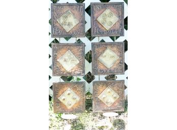 Pair Of Metal Wall Mounted Display Pieces With Candle/flower Shelf At Base - 3 Panels On Each Piece