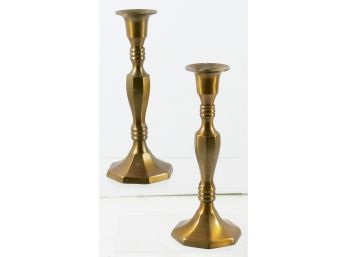 Pair Of Brass Antique Looking (reproductions) 7' Candlestick - Candle Holders