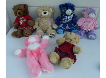 Lot Of 6 Build A Bear Dolls And A Nice Lot Of Clothes For Them - BABW