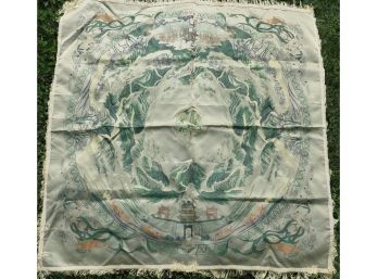 37' X 37' Brocaded Flowers Made In China Silk Tapestry - New Condition